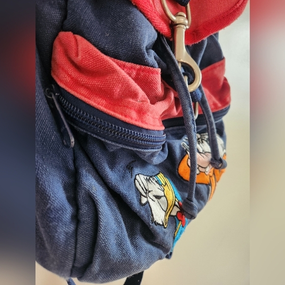 SOLD - Disney Backpack Blue/Red with Mickey, Duffy Duck and Goofy Embroided - Picture 8 of 14